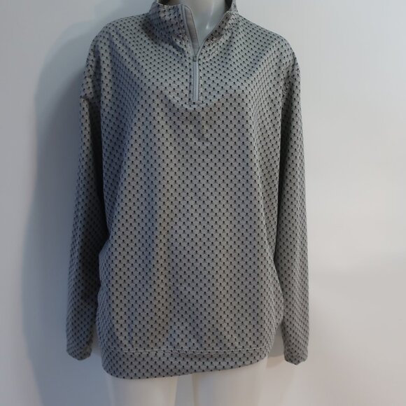 Mens Peter Millar Gray, Black Skulls Print 3/4 Zip Long Sleeve Shirt XL - Picture 2 of 7